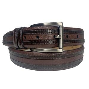 NEW MEZLAN Belt Sz. 36 Genuine Leather Brown 1 1/4" Width Spain #B1302